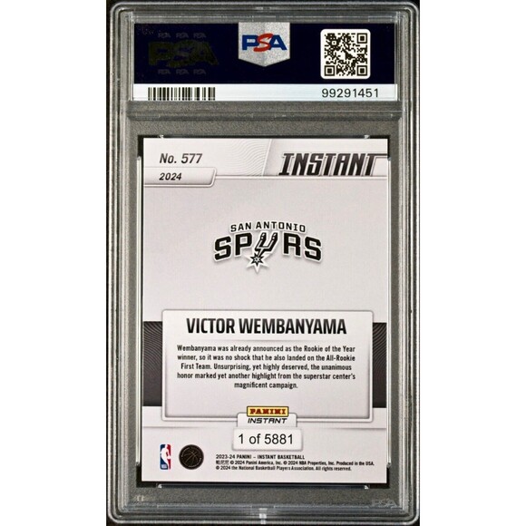 Victor Wembanyama 2023 Panini NBA All-Rookie 1st Team 577 Rookie Card PSA 9 Mint - Picture 2 of 2